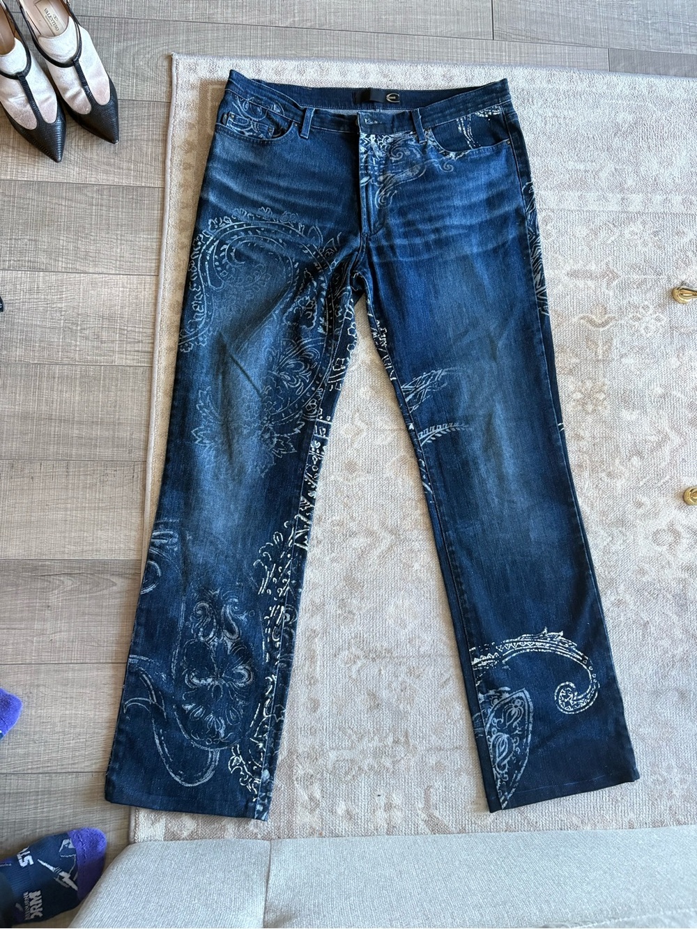 Roberto cavalli  Dark Blue Paisley Print Jeans